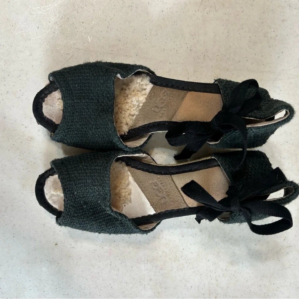 Ugg Delmar Jute Black Espadrille Sandals Size 7